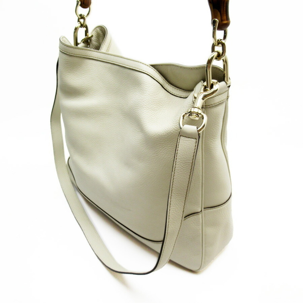 Gucci Ivory Shoulder Handbag Leather White Bag Bamboo